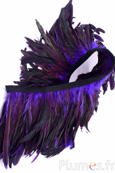 Col coq - long. plumes 20-25 cm - noir-violet